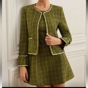 Green Tweed Dress and Jacket Set
